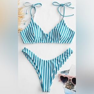 Blue Striped Bikini